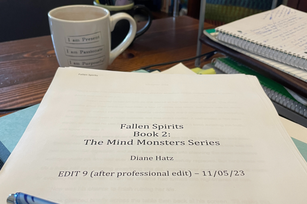 Front page of the Fallen Spirits printed out manuscript